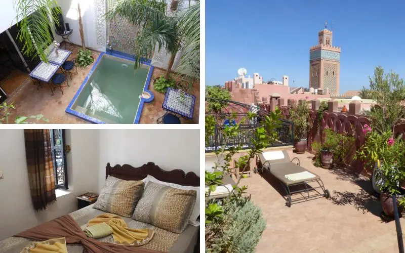 3 vues du riad Dar Fangui situé dans la Médina de Marrakech