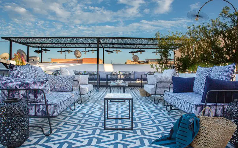 La terrasse de la villa de  luxe dans la Médina de Marrakech