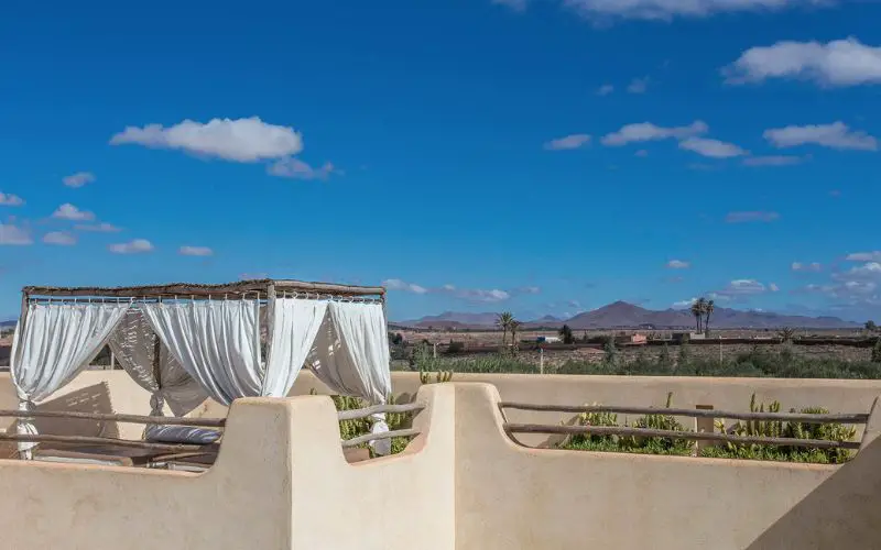 La, terrasse panoramique de la location dans la Palmeraie de Marrakech